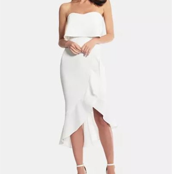 Xscape Dresses & Skirts - XSCAPE - Crepe Bustier Ruffle-Hem Dress